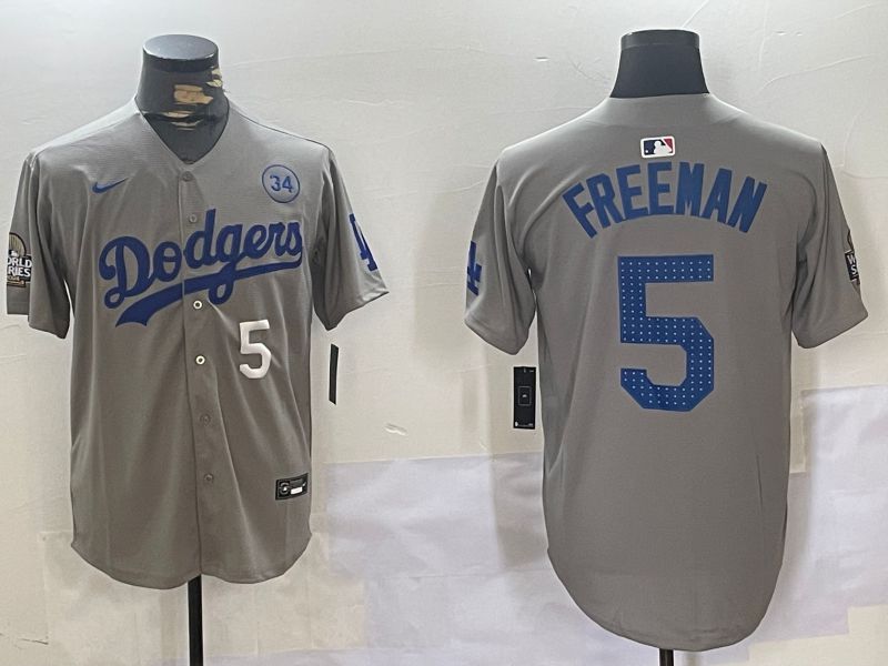 Men Los Angeles Dodgers #5 Freeman Grey Game 2024 Nike MLB Jersey style 11204